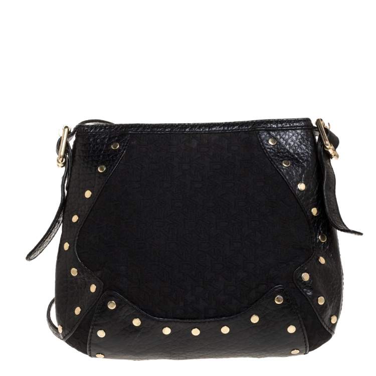 Pre Owned Dkny Black Canvas and Leather Crossbody Bag