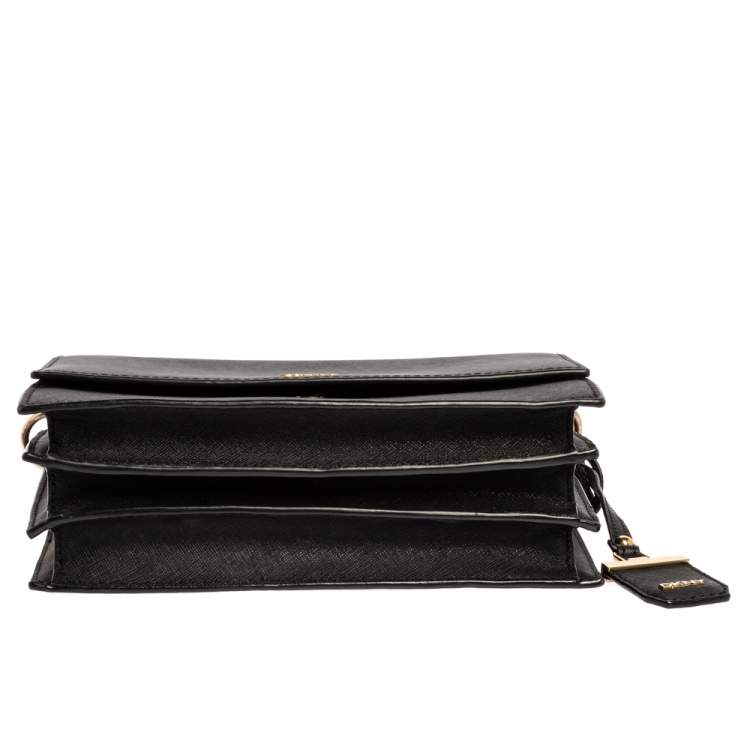 Pre Owned Dkny Black Leather Flap Crossbody Bag