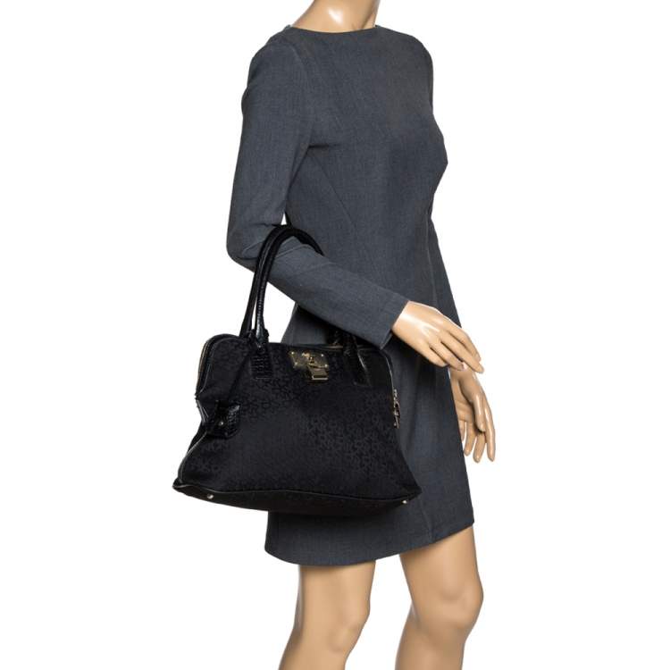 Pre Owned DKNY Black Canvas and Leather Satchel