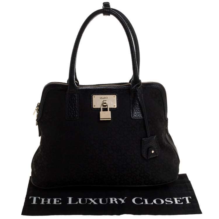 Pre Owned DKNY Black Canvas and Leather Satchel