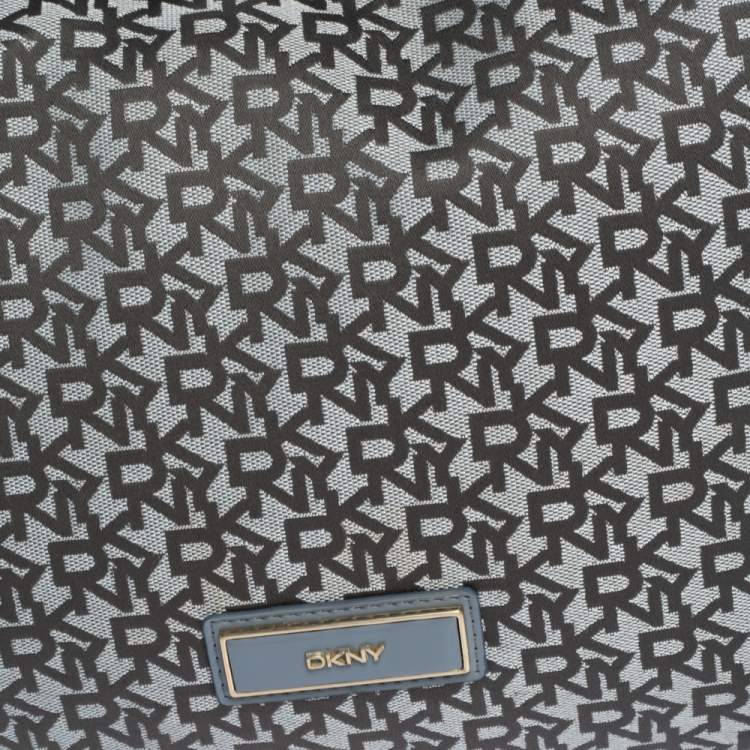 Pre Owned Dkny Grey Signature Canvas and Patent Leather Hobo
