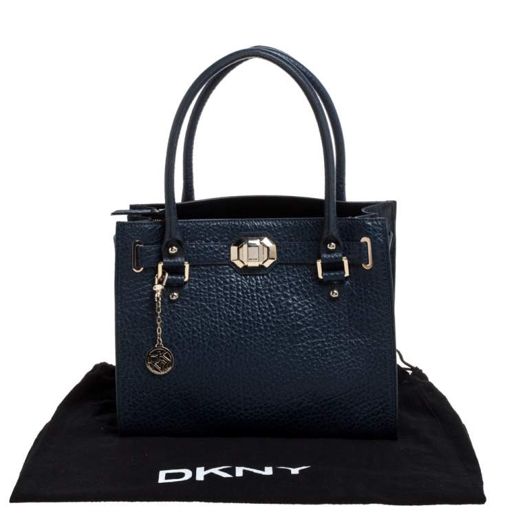 مملوكة مسبقًا Dkny Navy Blue Leather Tote