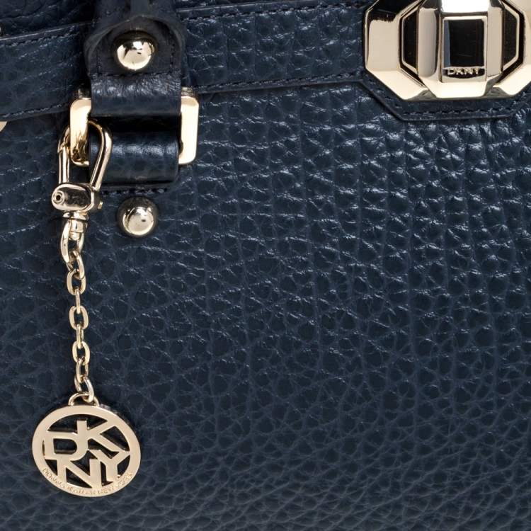 مملوكة مسبقًا Dkny Navy Blue Leather Tote