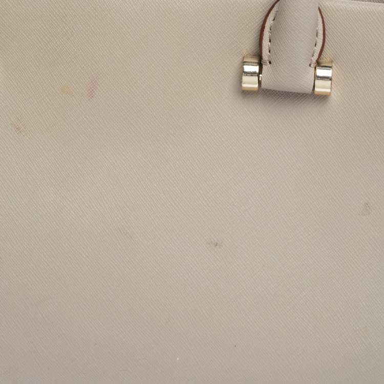 Pre Owned DKNY Light Beige Leather Small Dona Karan Zip Tote