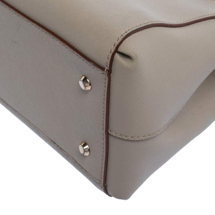 Pre Owned DKNY Light Beige Leather Small Dona Karan Zip Tote