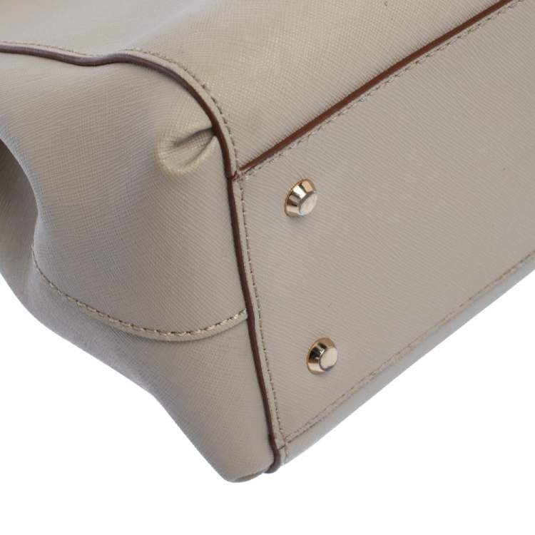 Pre Owned DKNY Light Beige Leather Small Dona Karan Zip Tote