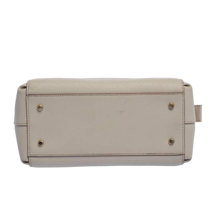 Pre Owned DKNY Light Beige Leather Small Dona Karan Zip Tote