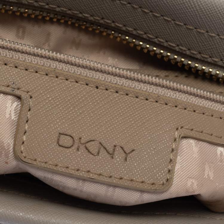Pre Owned DKNY Light Beige Leather Small Dona Karan Zip Tote