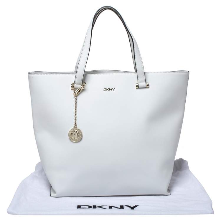 Pre Owned DKNY White Leather Tote