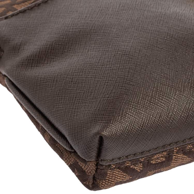 Pre Owned Dkny Brown Signature Canvas and Leather Chain Shoulder Bag