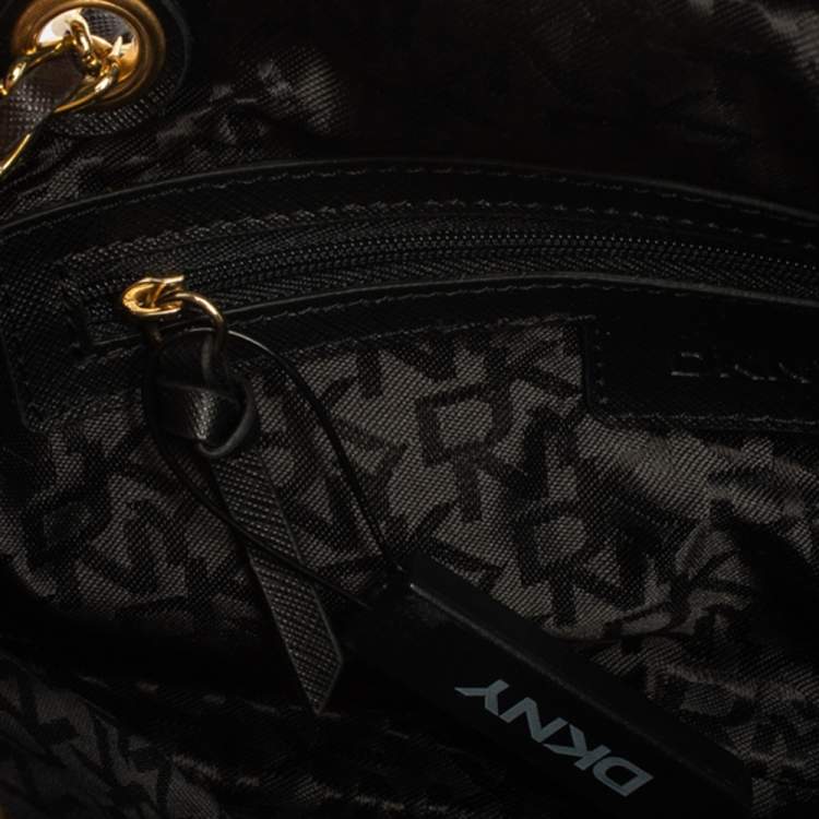 Pre Owned Dkny Brown Signature Canvas and Leather Chain Shoulder Bag