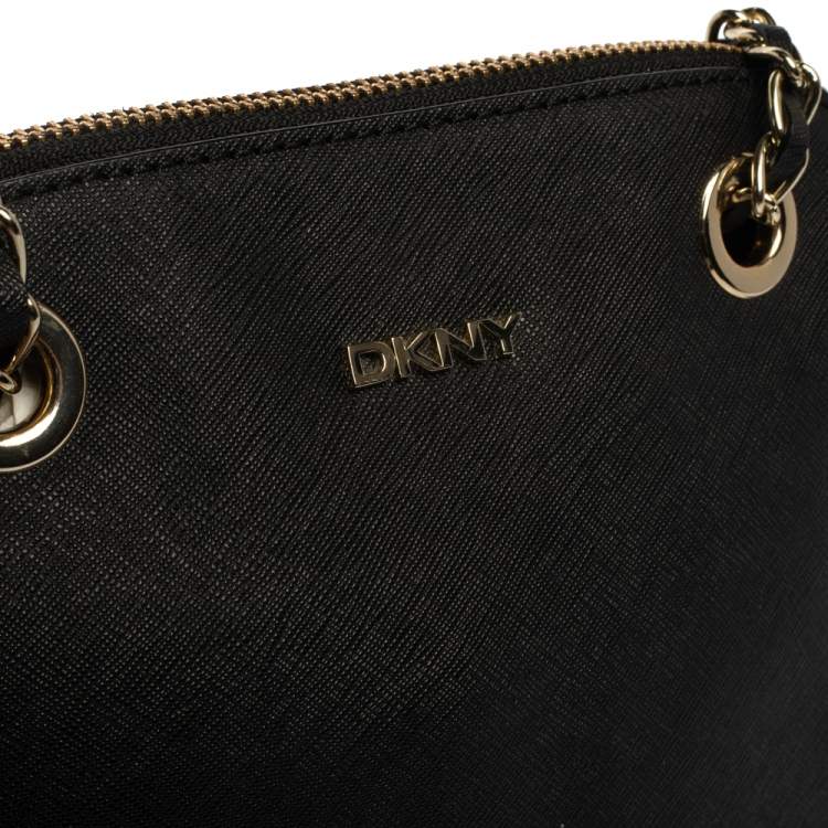 مملوكة مسبقًا Dkny Black Leather Camille Dome Shoulder Bag