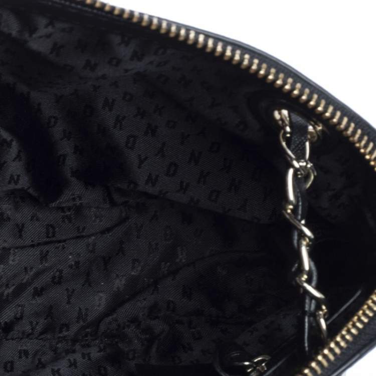 مملوكة مسبقًا Dkny Black Leather Camille Dome Shoulder Bag