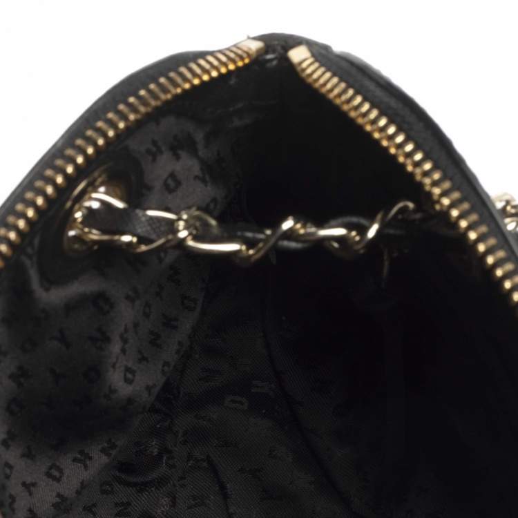 مملوكة مسبقًا Dkny Black Leather Camille Dome Shoulder Bag