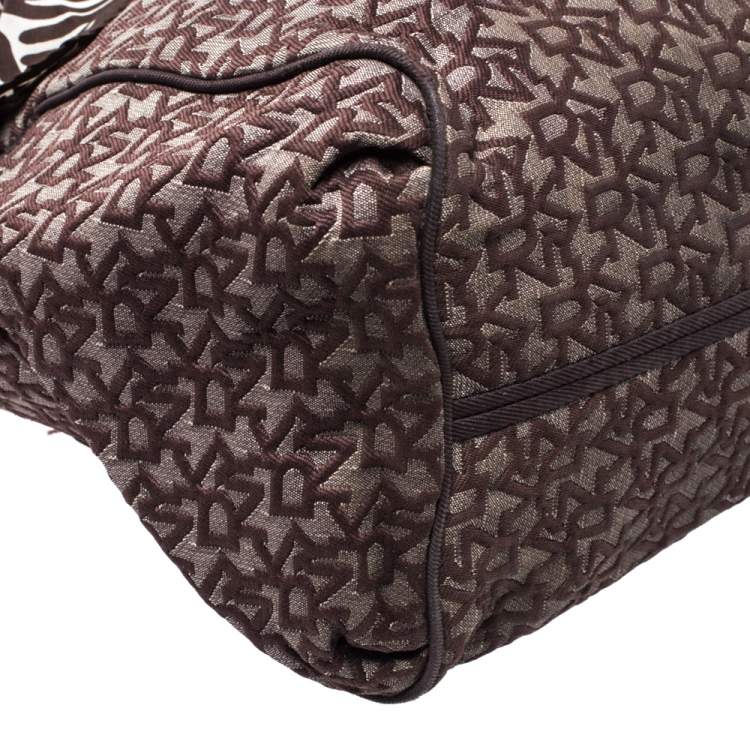 Pre Owned Dkny Brown Signature Canvas Scarf Hobo