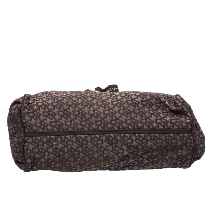 Pre Owned Dkny Brown Signature Canvas Scarf Hobo