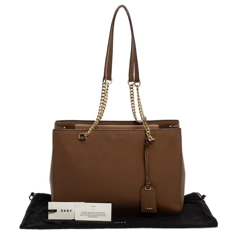 Pre Owned Dkny Brown Leather Bryant Park Chain Tote