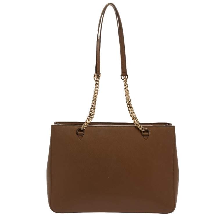 Pre Owned Dkny Brown Leather Bryant Park Chain Tote