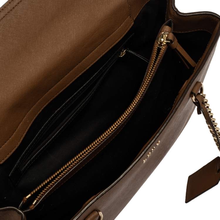 Pre Owned Dkny Brown Leather Bryant Park Chain Tote