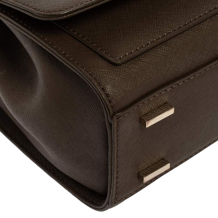 Pre Owned Dkny Brown Leather Bryant Park Top Handle Bag