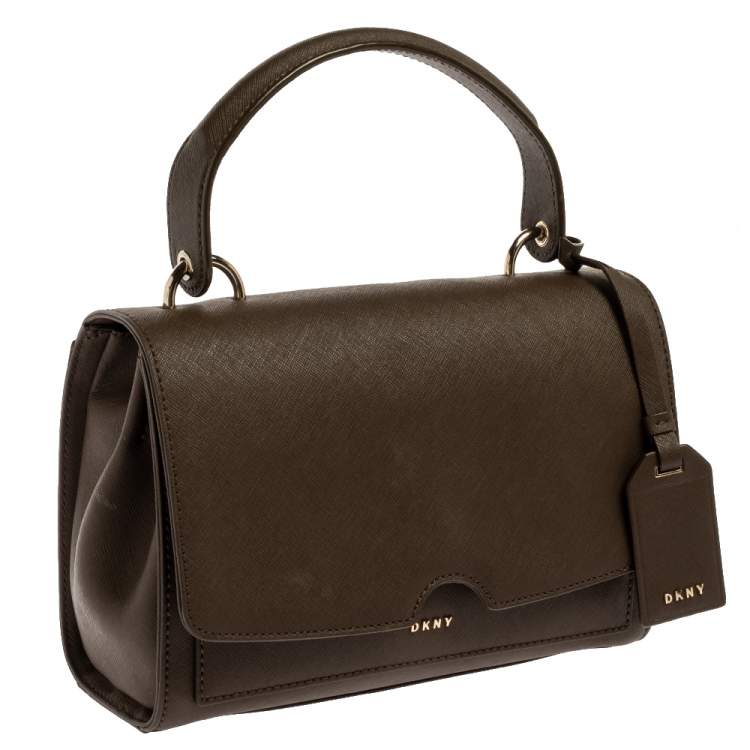 Pre Owned Dkny Brown Leather Bryant Park Top Handle Bag