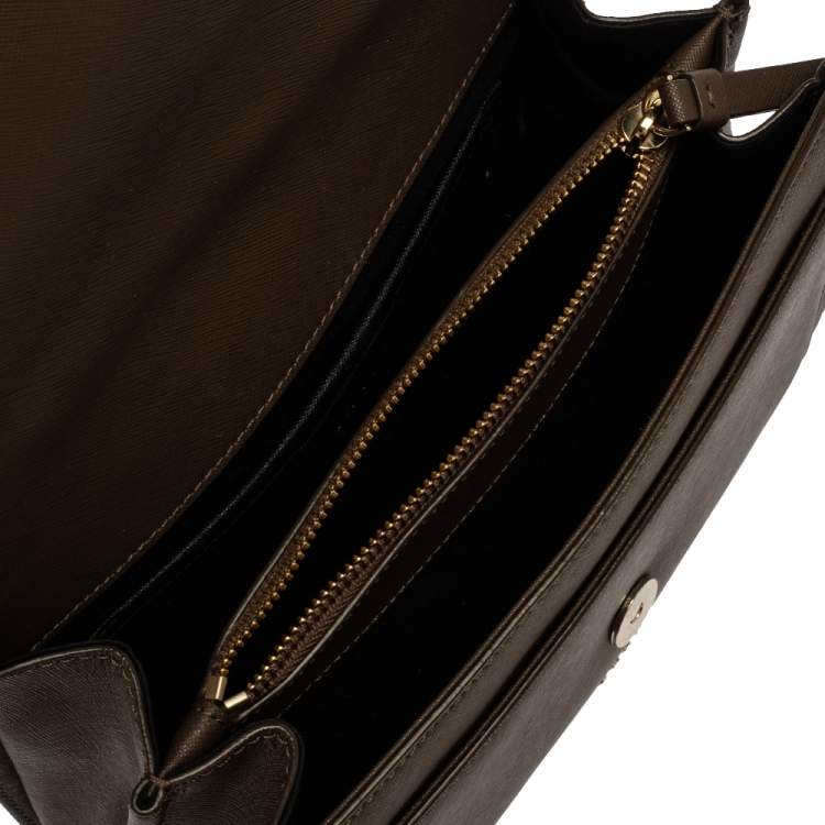 Pre Owned Dkny Brown Leather Bryant Park Top Handle Bag