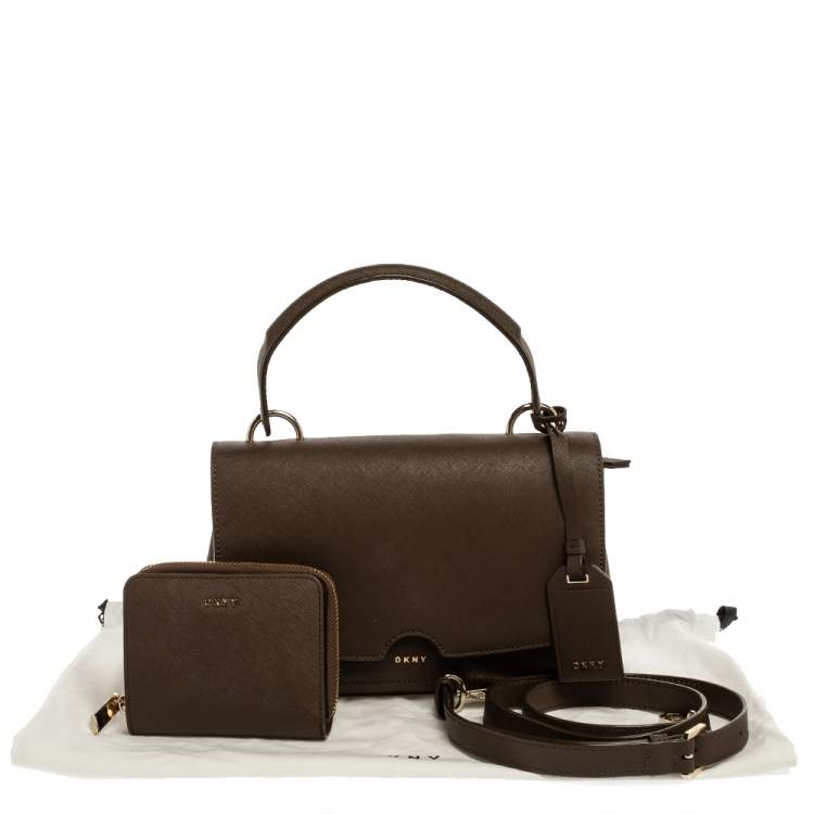 Pre Owned Dkny Brown Leather Bryant Park Top Handle Bag