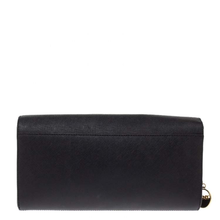 Pre Owned Dkny Black Leather Envelope Shoulder Bag