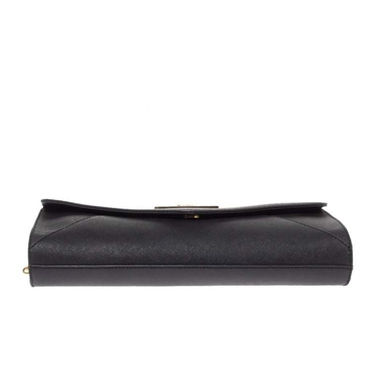 Pre Owned Dkny Black Leather Envelope Shoulder Bag