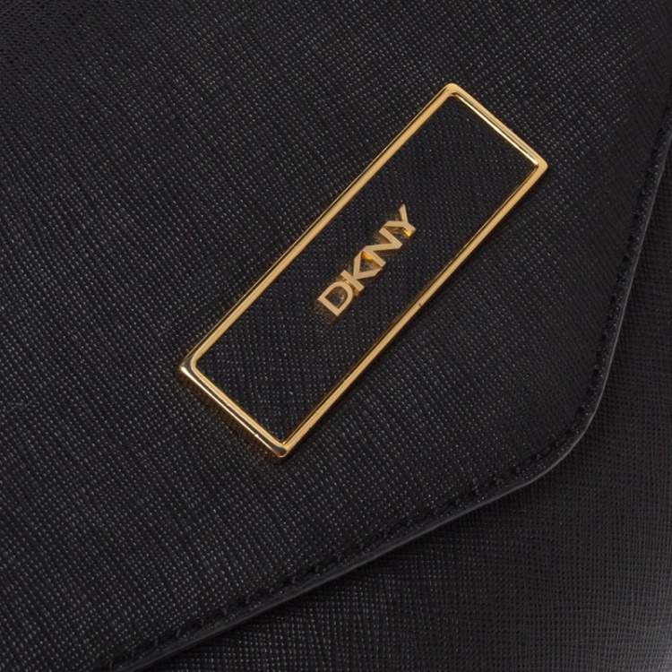 Pre Owned Dkny Black Leather Envelope Shoulder Bag