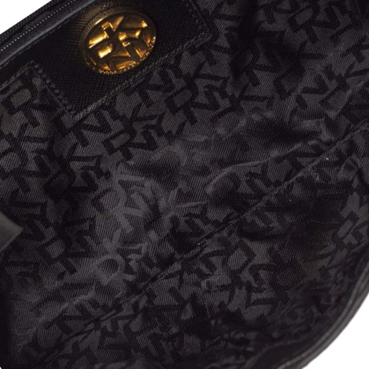 Pre Owned Dkny Black Leather Envelope Shoulder Bag