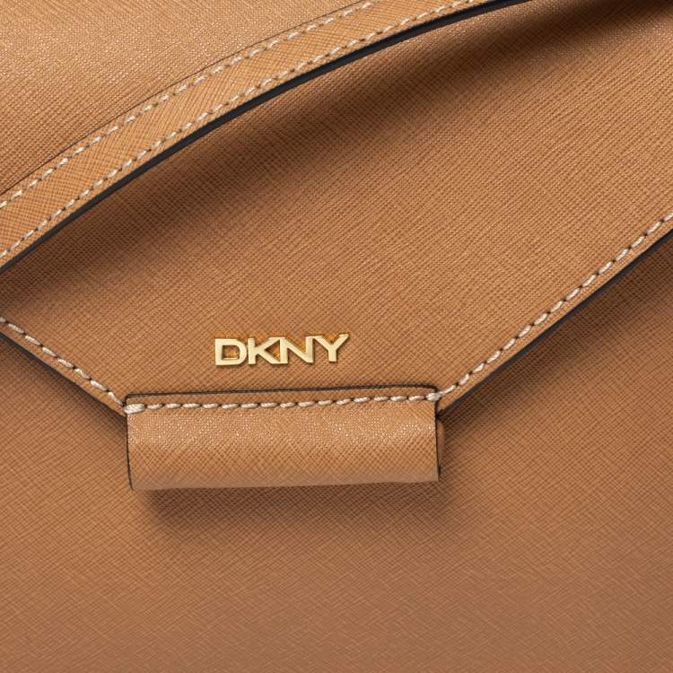 Pre Owned Dkny Tan Saffiano Leather Envelope Flap Shoulder Bag