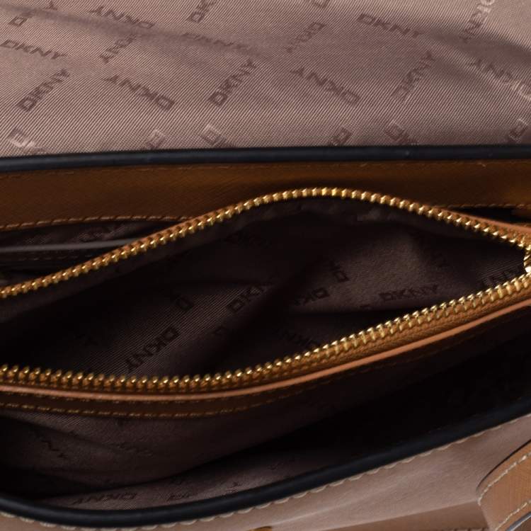 Pre Owned Dkny Tan Saffiano Leather Envelope Flap Shoulder Bag