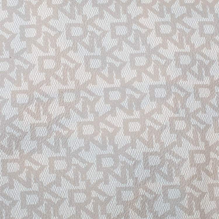 Pre Owned Dkny Beige/White Signature Coated Canvas and Leather Flap Shoulder Bag