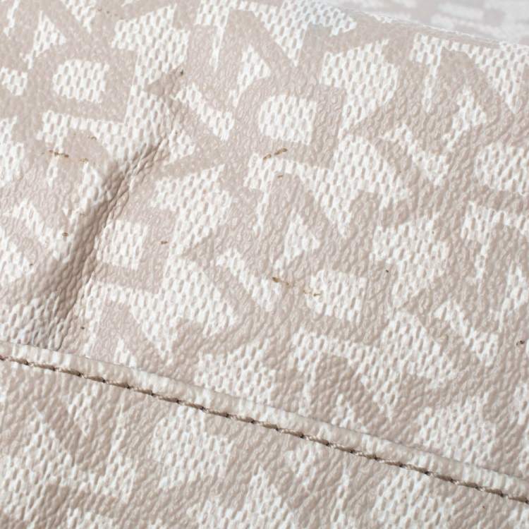 Pre Owned Dkny Beige/White Signature Coated Canvas and Leather Flap Shoulder Bag