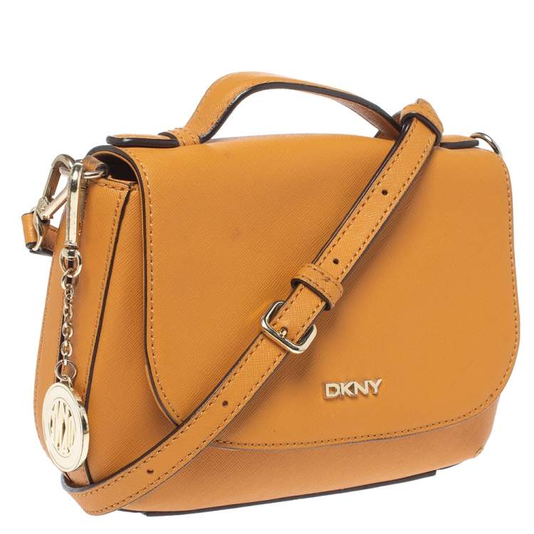 Pre Owned Dkny Mustard Leather Bryant Park Crossbody Bag