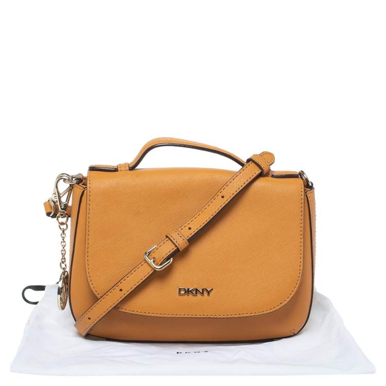 Pre Owned Dkny Mustard Leather Bryant Park Crossbody Bag