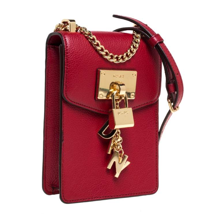 مملوكة مسبقًا DKNY Maroon Leather Elissa Crossbody Bag 