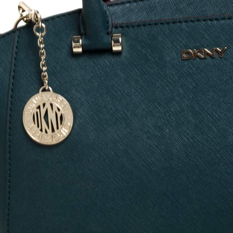 Pre Owned DKNY Green Leather Chelsea Top Zip Satchel