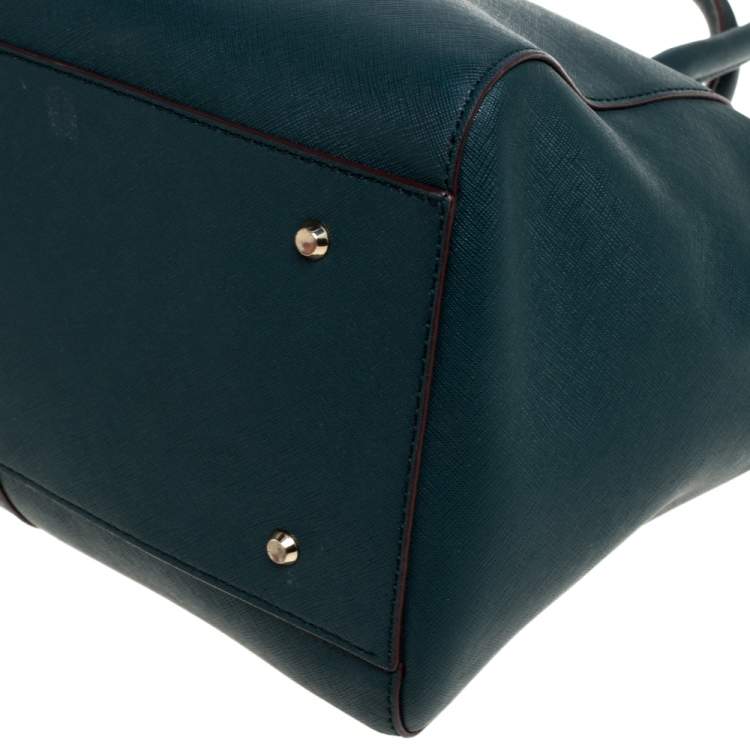 Pre Owned DKNY Green Leather Chelsea Top Zip Satchel