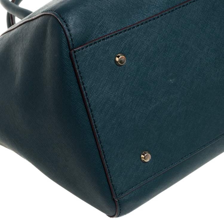 Pre Owned DKNY Green Leather Chelsea Top Zip Satchel