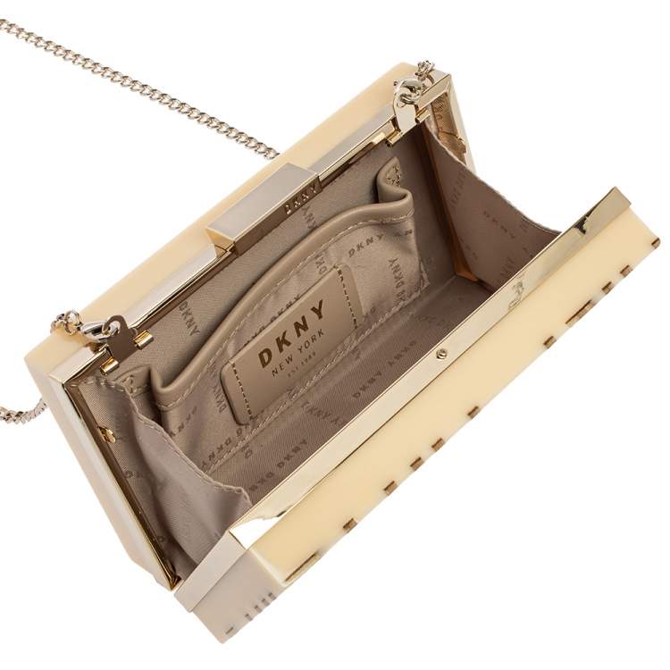 Pre Owned DKNY Beige Glitter Perspex Clutch