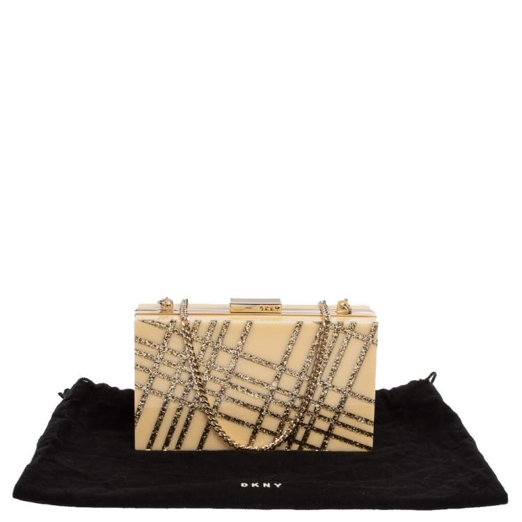 Pre Owned DKNY Beige Glitter Perspex Clutch