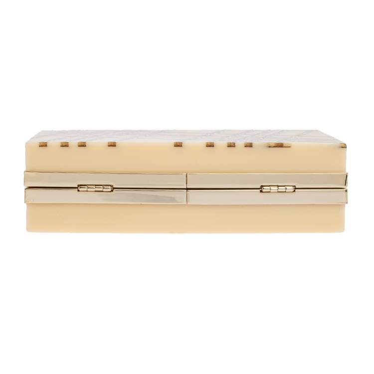 Pre Owned DKNY Beige Glitter Perspex Clutch