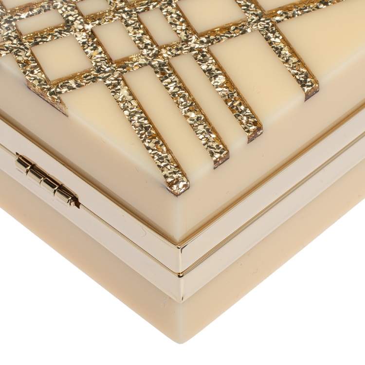 Pre Owned DKNY Beige Glitter Perspex Clutch
