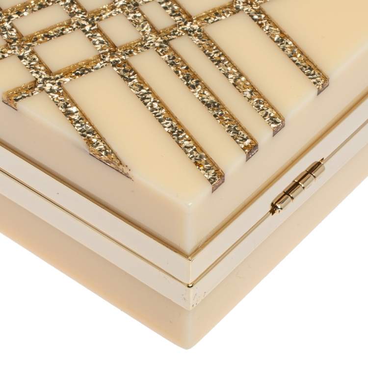 Pre Owned DKNY Beige Glitter Perspex Clutch