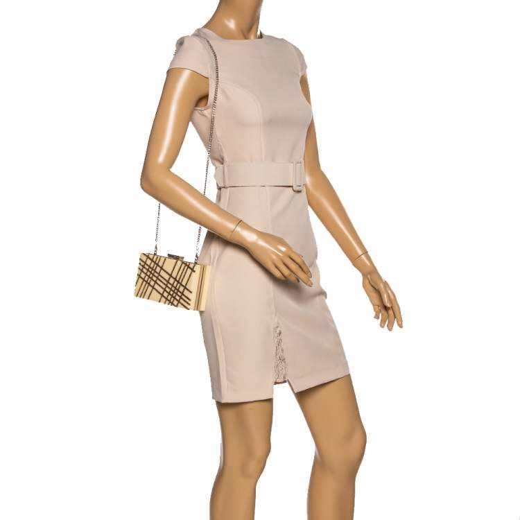 Pre Owned DKNY Beige Glitter Perspex Clutch
