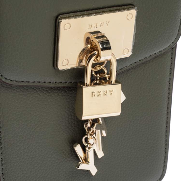 Pre Owned Dkny Fatigue Leather Elissa North South Crossbody Bag