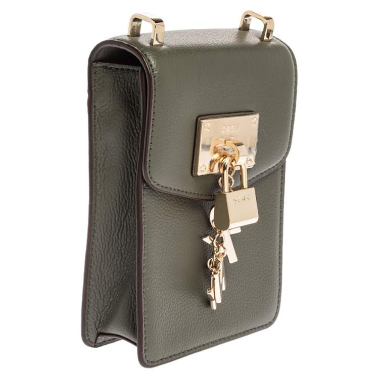 Pre Owned Dkny Fatigue Leather Elissa North South Crossbody Bag