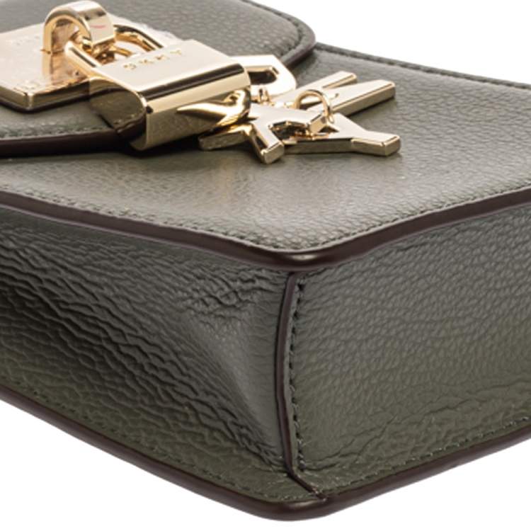 Pre Owned Dkny Fatigue Leather Elissa North South Crossbody Bag